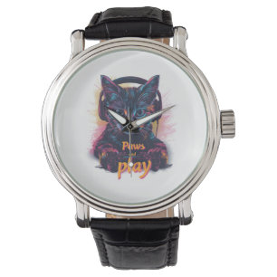 Gamer-Katze Level Up Armbanduhr