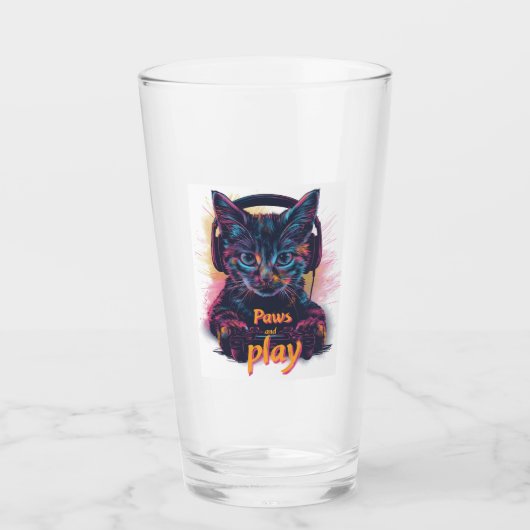 Gamer-Katze Level Up Glas (Vorderseite)