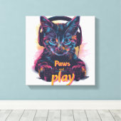 Gamer-Katze Level Up Leinwanddruck (Insitu (Holzboden))