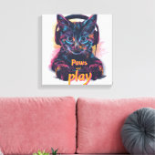 Gamer-Katze Level Up Leinwanddruck (Insitu (Wohnzimmer))