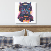 Gamer-Katze Level Up Leinwanddruck (Insitu (Schlafzimmer))