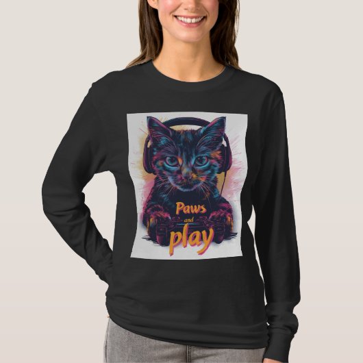 Gamer-Katze Level Up T-Shirt (Vorderseite)
