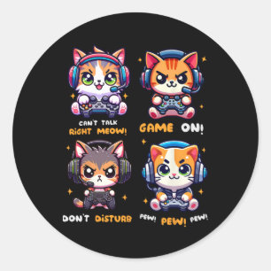 Gamer Katze Lustiges Gaming-Video Spiele Pew Junge Runder Aufkleber