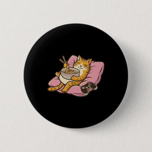 Gamer-Katze Ramen Kawaii Gaming Japanische Frauen  Button