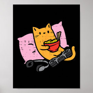 Gamer-Katze Ramen Kawaii Gaming Japanische Frauen Poster