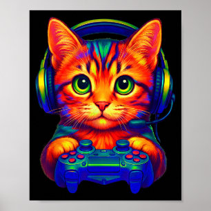 Gamer Katze Videospiele Jungen Teenager Männer Mäd Poster