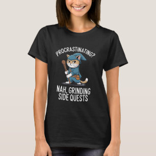 Gamer-Katzen Nebenquest Verschiebend Nerd-Tablet T-Shirt