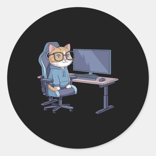 Gamer-Katzen-Squad lustiges Meme Runder Aufkleber (Vorderseite)