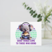 Gamer Koala - Gutes kommt denen, die grinden Postkarte (Stehend Vorderseite)