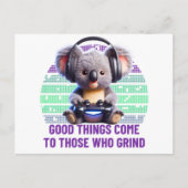 Gamer Koala - Gutes kommt denen, die grinden Postkarte (Vorderseite)