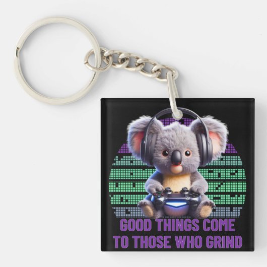 Gamer Koala - Gutes kommt denen, die grinden Schlüsselanhänger (Vorderseite)