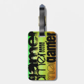 Gamer; lebendig grün, orange und gelb gepäckanhänger (Rückseite vertikal)