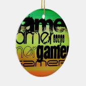 Gamer; lebendig grün, orange und gelb keramikornament (Rechts)