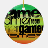 Gamer; lebendig grün, orange und gelb keramikornament (Hinten)