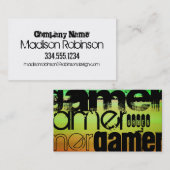 Gamer; lebendig grün, orange und gelb visitenkarte (Vorne/Hinten)