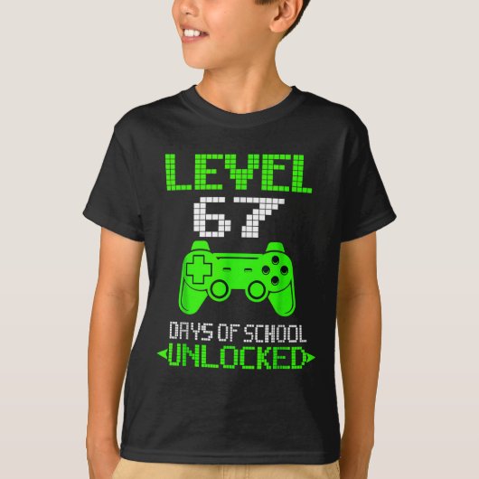 Gamer Level 6 7 Unlocked 100th Day Of School Meme T-Shirt (Vorderseite)