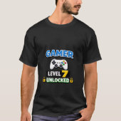 Gamer Level 7 Unlocked Beginner Controller Funny T-Shirt (Vorderseite)