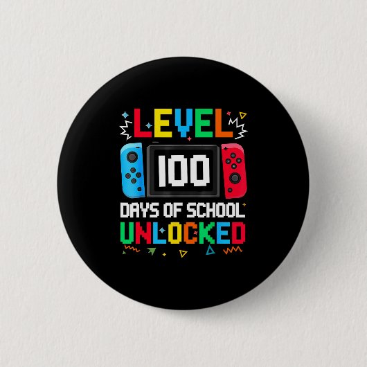 Gamer Level Unlocked 100 Days Of School Student Bo Button (Vorderseite)