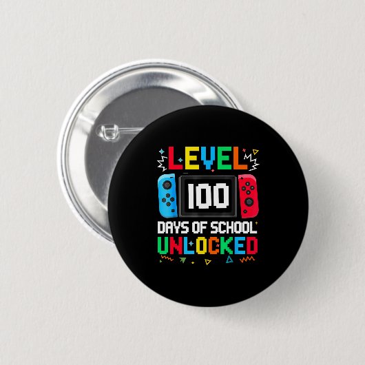 Gamer Level Unlocked 100 Days Of School Student Bo Button (Vorne & Hinten)