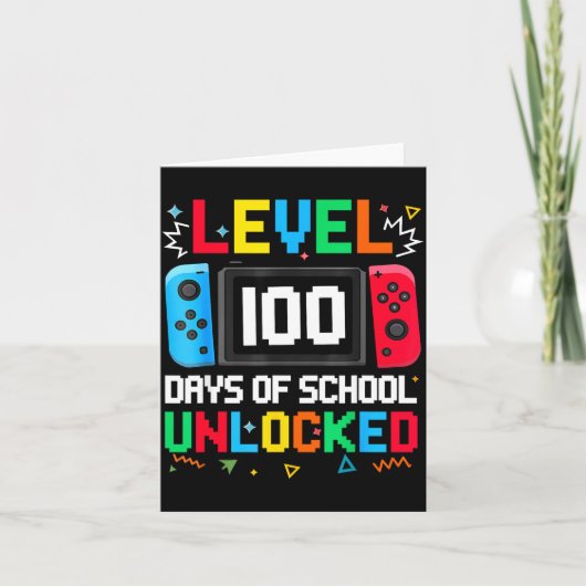 Gamer Level Unlocked 100 Days Of School Student Bo Karte (Vorderseite)