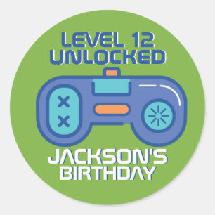 Gamer Level Unlocks Video Games Boy Geburtstag Runder Aufkleber