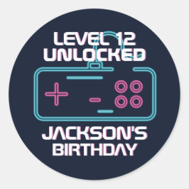 Gamer Level Unlocks Video Games Boys Geburtstag Runder Aufkleber