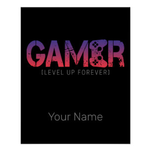 Gamer Level Up Forever Vintag Gamepad Design Poster