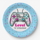 Gamer Level up Video Game Controller Birthday Pappteller (Vorderseite)