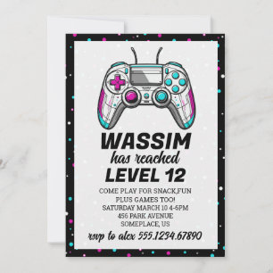 Gamer Level Up Videospiel-Geburtstagseinladung Einladung