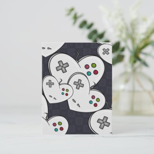 Gamer-Liebe-Controller-Herz Postkarte (Stehend Vorderseite)