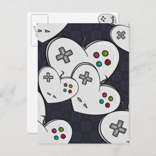 Gamer-Liebe-Controller-Herz Postkarte (Vorne/Hinten)