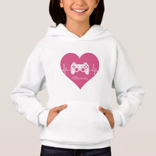 Gamer Liebe Gaming Pink Heart Joystick Console Gam Hoodie (Vorderseite)