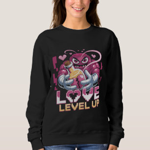 Gamer-Liebe Retro-Pixel-Art Rosa Roboter mit Herz  Sweatshirt