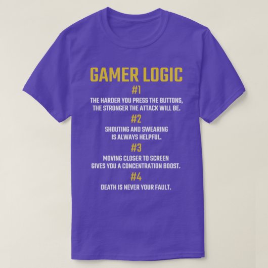 Gamer Logic for Gaming Fan Retro Video Game Fan T-Shirt (Design vorne)