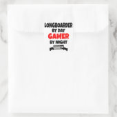 Gamer Longboarder Quadratischer Aufkleber (Tasche)