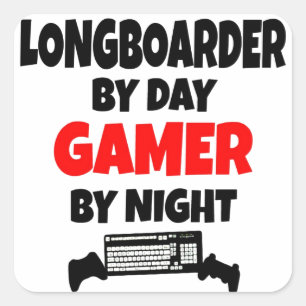 Gamer Longboarder Quadratischer Aufkleber