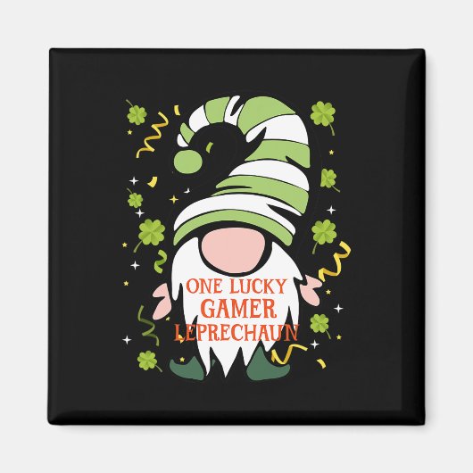 Gamer Lustiger St. Patrick's Day Glücklicher Gnom Magnet (Vorne)
