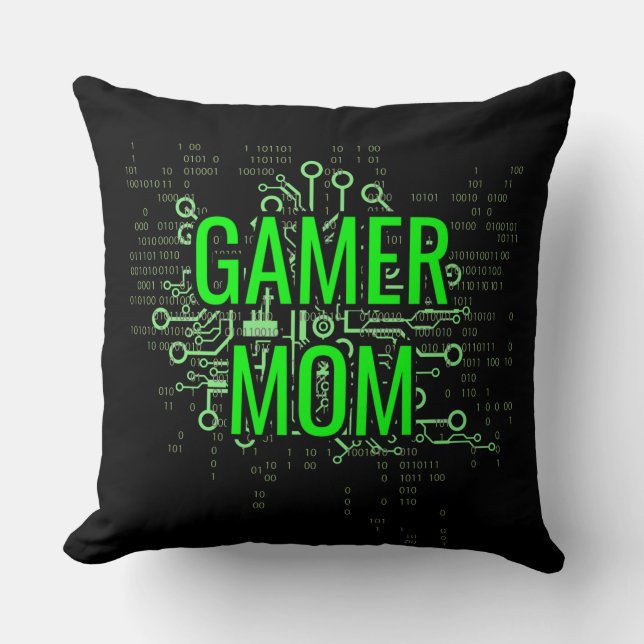 Gamer MAMA Cyber Digital Green Kissen (Vorderseite)