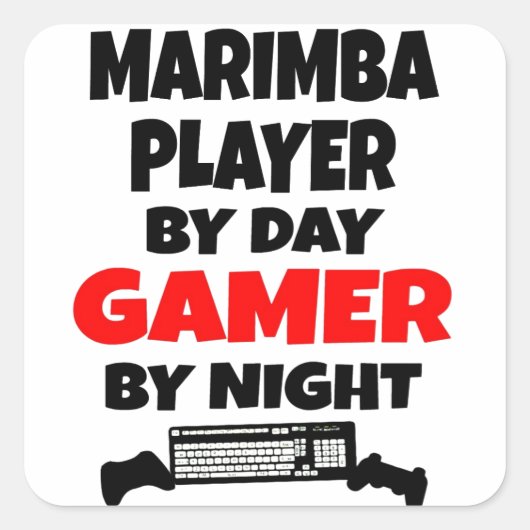Gamer Marimba Player Quadratischer Aufkleber (Vorderseite)