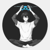 Gamer Meditation Mind Loading Runder Aufkleber (Vorderseite)