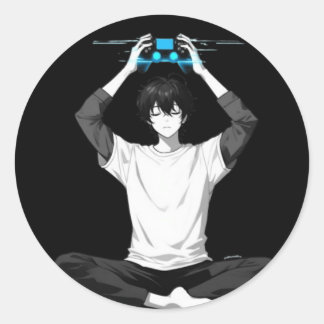 Gamer Meditation Mind Loading Runder Aufkleber