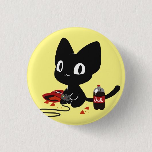 Gamer-Miezekatze-Knopf Button (Vorderseite)