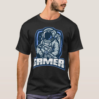 Gamer mit Astronauten, der ein Sturmgewehr hält T-Shirt