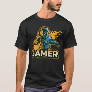 Gamer mit Skelett im Anzug des Astronauten T-Shirt