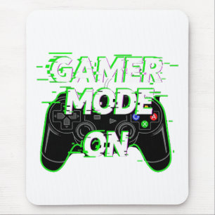Gamer-Modus AN – Neon-Glitch-Gaming-T-Shirt-Design Mousepad