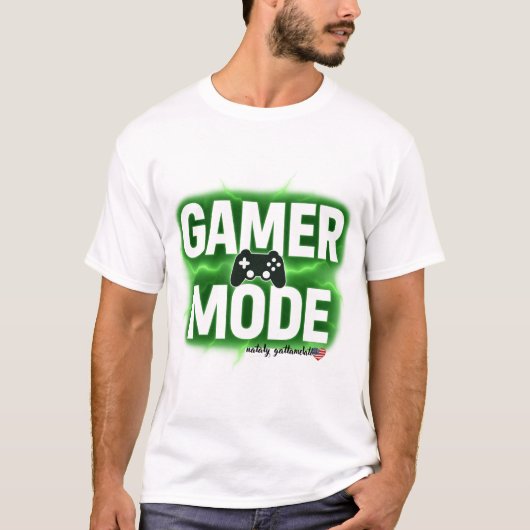Gamer-Modus Neon-Grün-Design T-Shirt (Vorderseite)