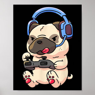 Gamer Mops Gaming Möpse Videospiel-Geschenk Poster