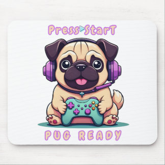 Gamer Mops - Illustration zum Niedlichen Video-Gam Mousepad