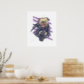 Gamer Mops Ninja Neon Look Teens Graphics Geschenk Poster (Küche)