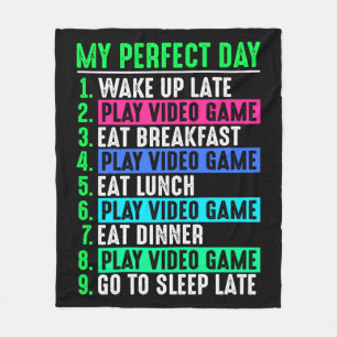 Gamer My Perfect Day Play Video Games Fleecedecke